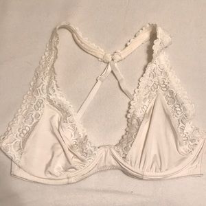 Aerie White Lace Silk Bralette